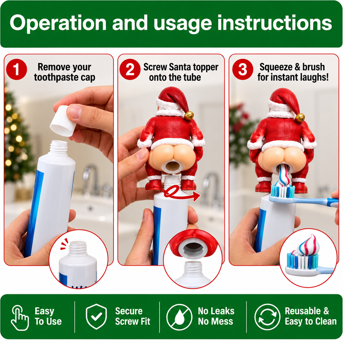 Santa Toothpaste Attachment (2 Pieces)