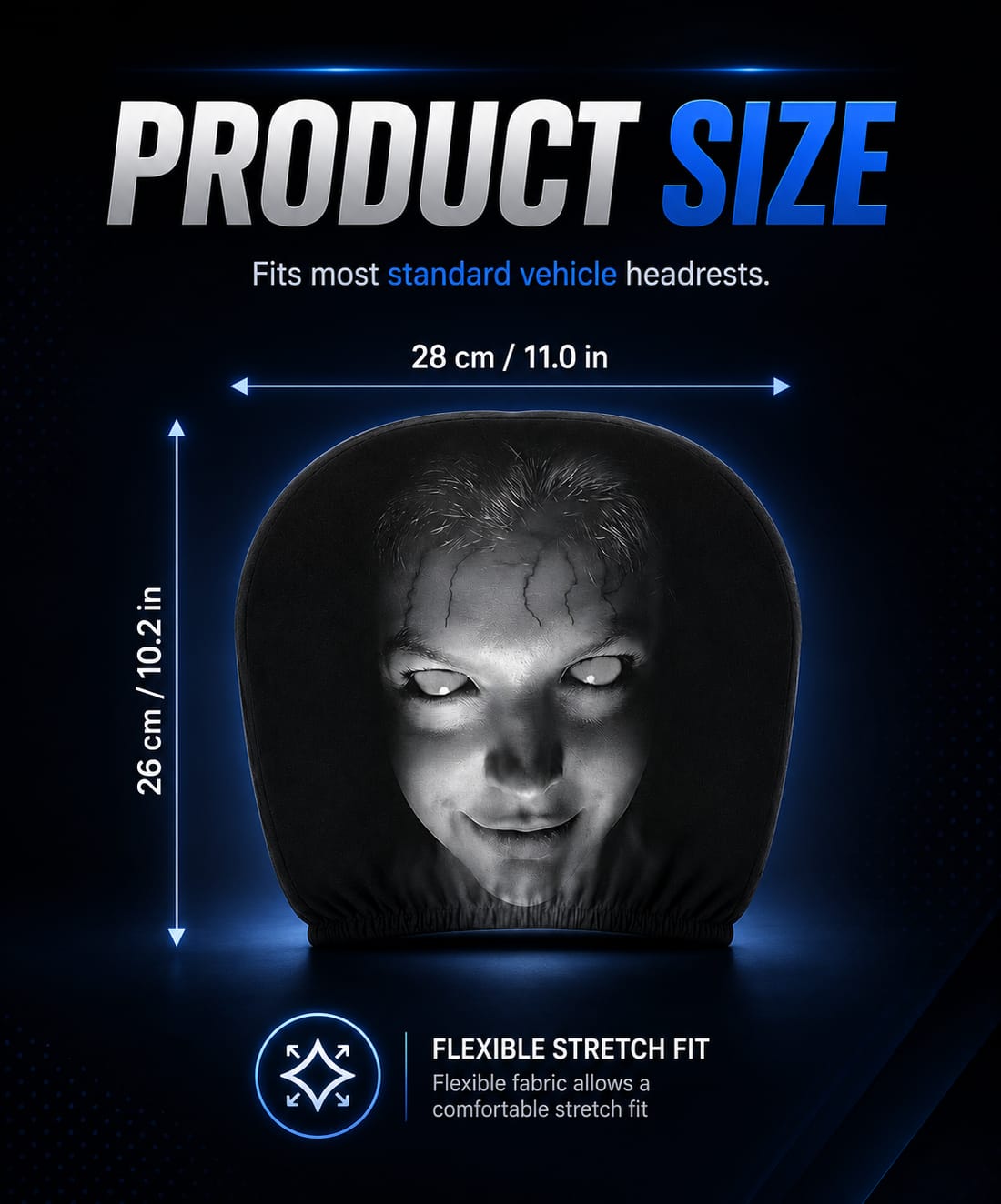 Maxxover Horror Face Car Headrest Covers