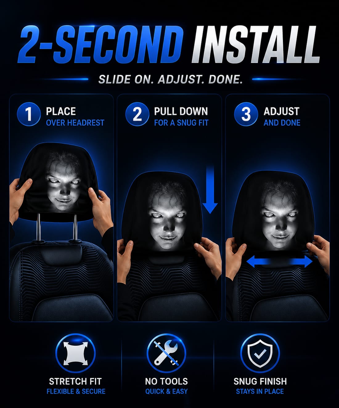 Maxxover Horror Face Car Headrest Covers