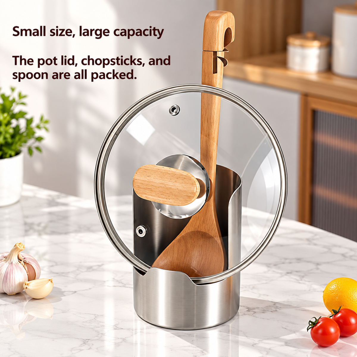 2 in 1 stainless steel spoon lid holder