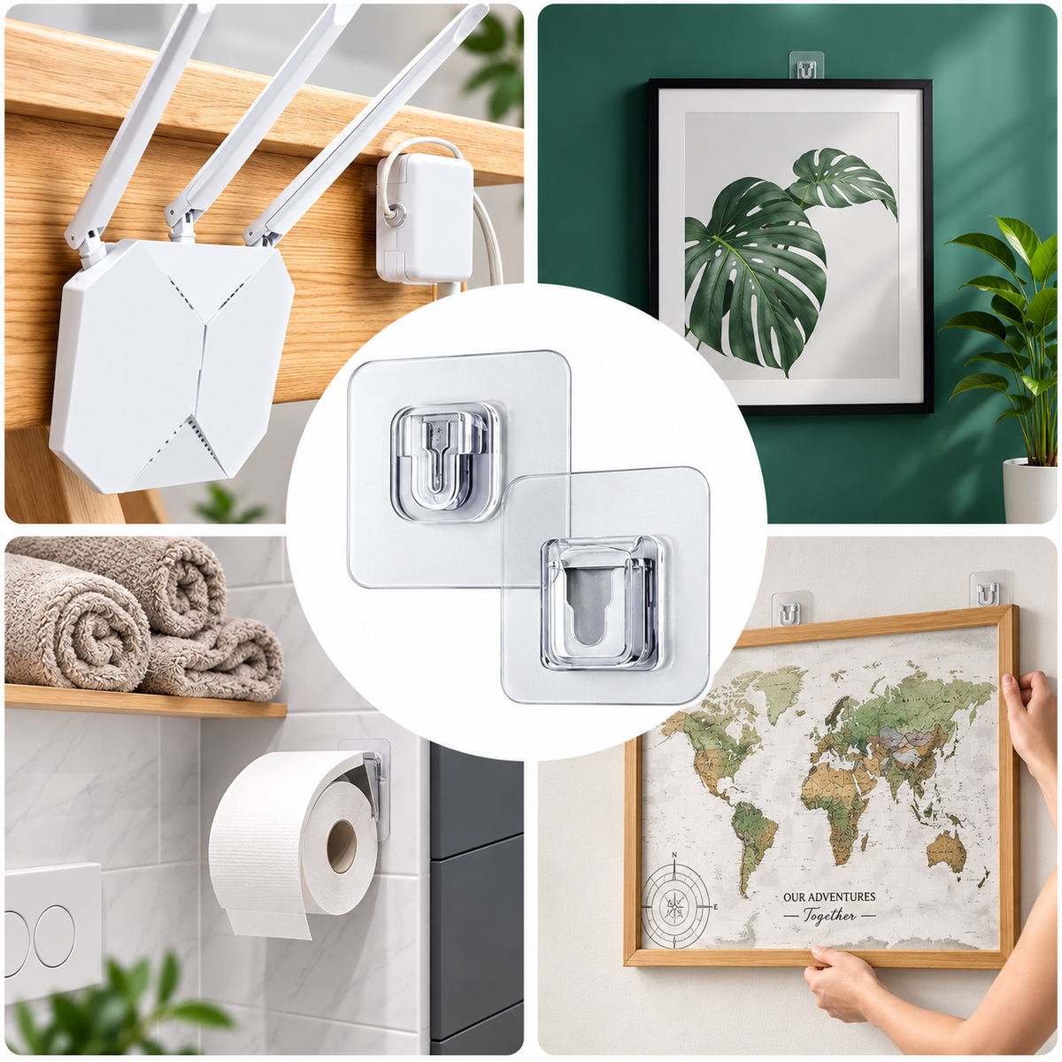 Transparent Adhesive Wall Hooks (40-Pack)